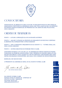 Convocatória Assembleia Geral